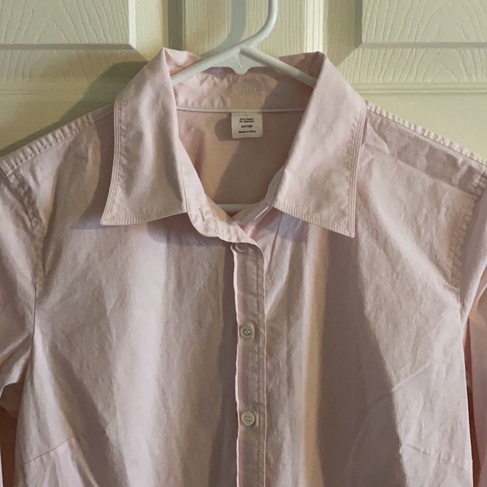 J Crew lt pink 3/4 sleeve button down, size large - Picture 3 of 3